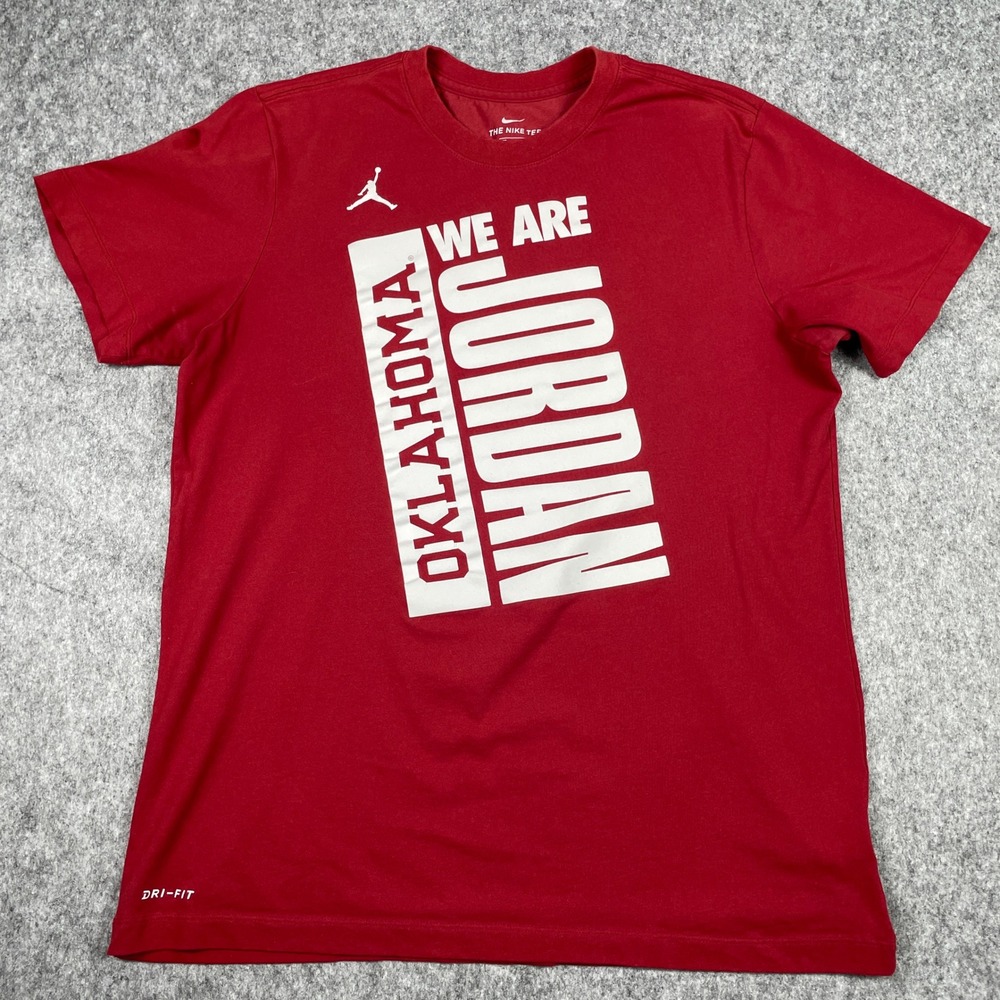 Oklahoma Sooners T-Shirt Mens Large Red We Are Jordan Nike Dri-FIT Crewneck OU